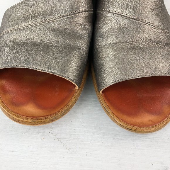 1.State Women's Size 8M Celvin Pewter Leather Open Toe Cutout Slip On Flats - Picture 4 of 11